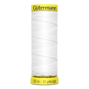 Gutermann WHITE Shirring Elastic Thread #5019, 10m Spool