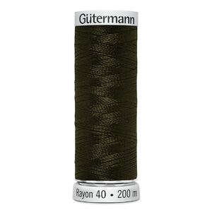 Gutermann Rayon 40 #1210 DARK ARMY GREEN, 200m Machine Embroidery Thread