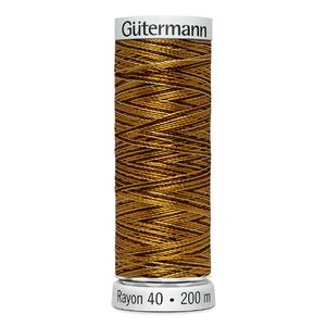 Gutermann Rayon 40 #2120 VARIEGATED GOLDEN BROWNS 200m Machine Embroidery Thread