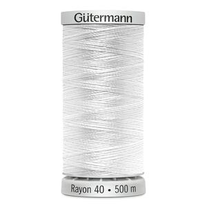 Gutermann Rayon 40 #1001 BRIGHT WHITE, 500m Machine Embroidery Thread