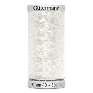 Gutermann Rayon 40 #1002 SOFT WHITE, 500m Machine Embroidery Thread