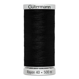 Gutermann Rayon 40 #1005 BLACK, 500m Machine Embroidery Thread