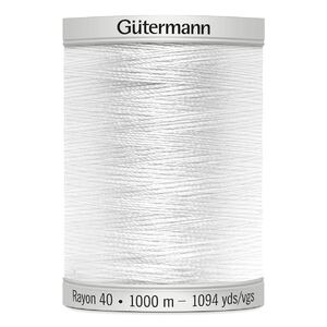 Gutermann Rayon 40 #1001 BRIGHT WHITE, 1000m Machine Embroidery Thread