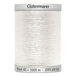 Gutermann Rayon 40 #1002 SOFT WHITE, 1000m Machine Embroidery Thread