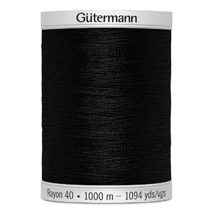 Gutermann Rayon 40 #1005 BLACK, 1000m Machine Embroidery Thread