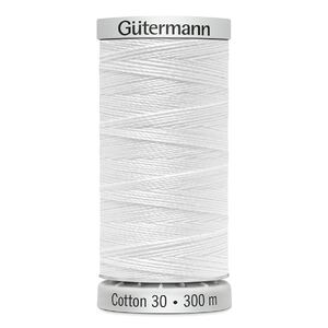 Gutermann Cotton 30, #1001 WHITE, 300m Embroidery, Quilting Thread
