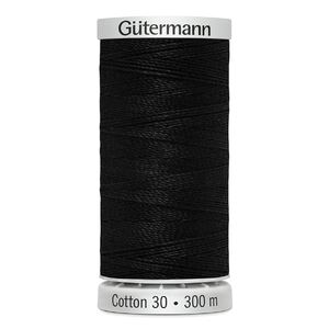 Gutermann Cotton 30, #1005 BLACK, 300m Embroidery, Quilting Thread