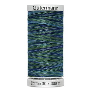 Gutermann Cotton 30 #4016 VARIEGATED BLUE GREEN 300m Embroidery &amp; Quilting Thread