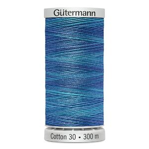 Gutermann Cotton 30, #4083 VARIEGATED BLUE, 300m Embroidery, Quilting Thread