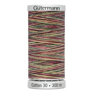 Gutermann Cotton 30 #4112 VARIEGATED MAROON GREEN 300m Embroidery &amp; Quilting Thread
