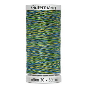 Gutermann Cotton 30 #4120 VARIEGATED LIME TEAL MIX 300m Embroidery &amp; Quilting Thread