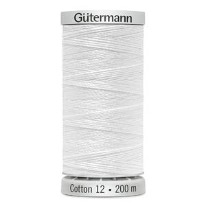 Gutermann Cotton 12 #1001 WHITE 200m Embroidery &amp; Quilting Thread