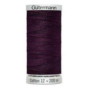 Gutermann Cotton 12 #1189 VERY DARK GRAPE 200m Spool Embroidery &amp; Quilting Thread