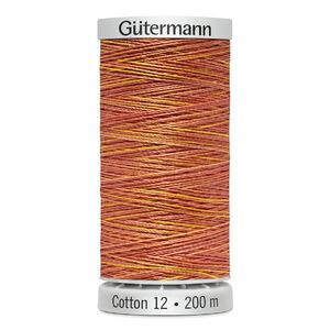 Gutermann Sulky Cotton 12, #4003 VARIEGATED ORANGE, 200m Spool Embroidery Thread