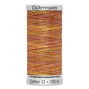 Gutermann Cotton 12, #4004 VARIEGATED BURNT ORANGE, 200m Spool Embroidery Thread