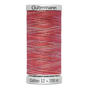 Gutermann Cotton 12, #4005 VARIEGATED ORANGE PINK, 200m Spool Embroidery Thread