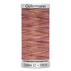 Gutermann Sulky Cotton 12, #4008 VARIEGATED DUSKY PINKS, 200m Spool Embroidery Thread