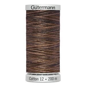 Gutermann Cotton 12, #4011 VARIEGATED BROWNS, 200m Spool Embroidery Thread