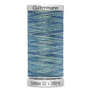 Gutermann Cotton 12 #4014 VARIEGATED BLUES 200m Embroidery &amp; Quilting Thread
