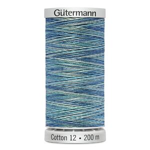 Gutermann Cotton 12, #4014 VARIEGATED BLUES, 200m Embroidery Thread