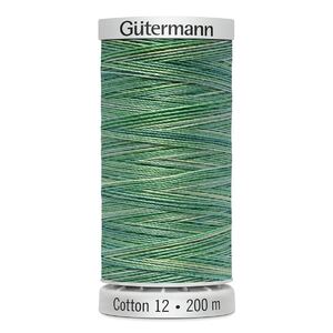 Gutermann Sulky Cotton 12, #4015 VARIEGATED GREENS, 200m Spool Embroidery Thread