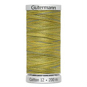 Gutermann Cotton 12 #4017 VARIEGATED YELLOW GREENS 200m Spool Embroidery &amp; Quilting Thread