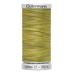 Gutermann Cotton 12 #4017 VARIEGATED YELLOW GREENS 200m Spool Embroidery &amp; Quilting Thread