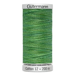 Gutermann Cotton 12 #4018 VARIEGATED GREENS 200m Spool Embroidery &amp; Quilting Thread