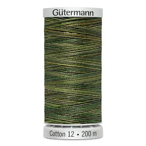 Gutermann Sulky Cotton 12, #4019 VARIEGATED GREENS, 200m Spool Embroidery Thread