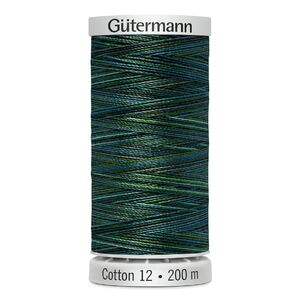 Gutermann Cotton 12 #4021 VARIEGATED BLUE GREENS 200m Spool