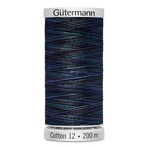 Gutermann Sulky Cotton 12, #4022 VARIEGATED BLUES, 200m Spool Embroidery Thread