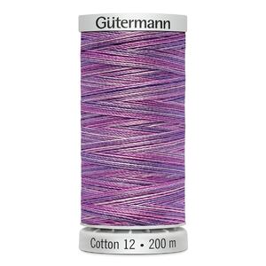 Gutermann Cotton 12, #4025 VARIEGATED PURPLES, 200m Spool Embroidery Thread