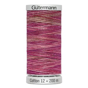 Gutermann Cotton 12, #4030 VARIEGATED PINK, 200m Spool Embroidery Thread