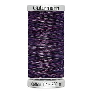Gutermann Cotton 12, #4033 VARIEGATED PURPLES, 200m Spool Embroidery Thread