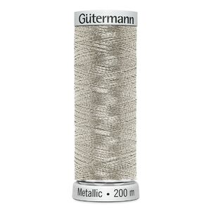 Gutermann Metallic #7001 SILVER, 200m Machine Embroidery Thread
