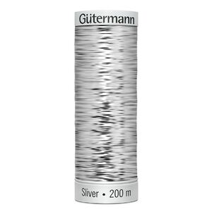Gutermann Sulky Metallic Sliver Thread, #8001 SILVER, 200 Metre Spool (220yds)