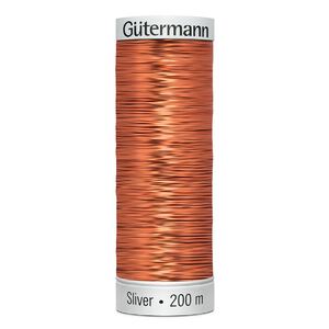 Gutermann Metallic Sliver Thread, Colour 8011 DARK COPPER, 200 Metre Spool (220yds)