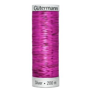 Gutermann Metallic Sliver Thread, Colour 8013 DARK FUCHSIA, 200 Metre Spool (220yds)