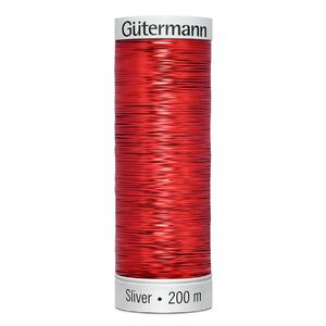 Gutermann Metallic Sliver Thread, Colour 8014 RED, 200 Metre Spool (220yds)