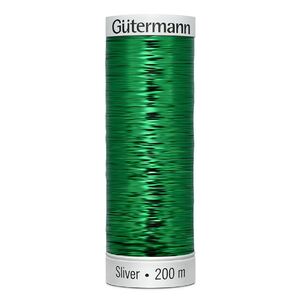 Gutermann Metallic Sliver Thread, Colour 8018 DARK GREEN, 200 Metre Spool (220yds)