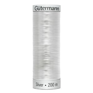 Gutermann Metallic Sliver Thread, Colour 8021 WHITE, 200 Metre Spool (220yds)