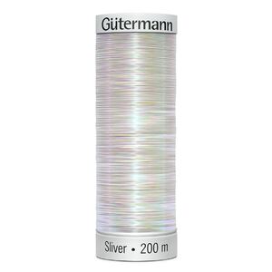 Gutermann Metallic Sliver Thread, Colour 8040 IRIS WHITE, 200 Metre Spool (220yds)