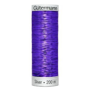 Gutermann Metallic Sliver Thread, Colour 8050 VIOLET, 200 Metre Spool (220yds)
