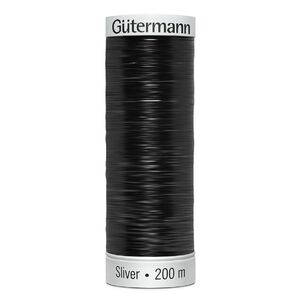 Gutermann Metallic Sliver Thread, Colour 8051 BLACK, 200 Metre Spool (220yds)