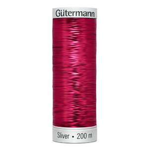 Gutermann Metallic Sliver Thread, Colour 8054 GARNET RED, 200 Metre Spool (220yds)