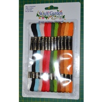 Generic Embroidery Thread, 100% Cotton, 6 Strand, 8m x 12 Skeins, Garden Mix