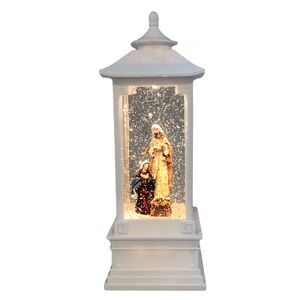 Water Lantern Holy Family White, Light Up, 290 x 100mm With Timer