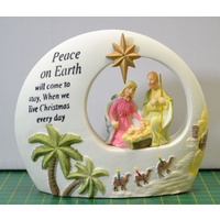 Nativity Scene, Battery Operated LED, 150 x 110mm, Resin, Peace On Earth