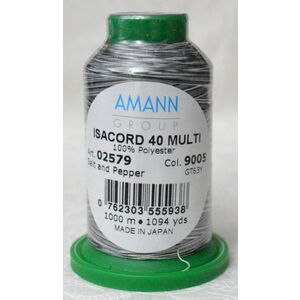 ISACORD 40 #9005 Variegated SALT & PEPPER 1000m Machine Embroidery Sewing Thread
