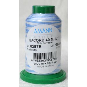 ISACORD 40 #9603 Variegated THE BLUES 1000m Machine Embroidery Sewing Thread
